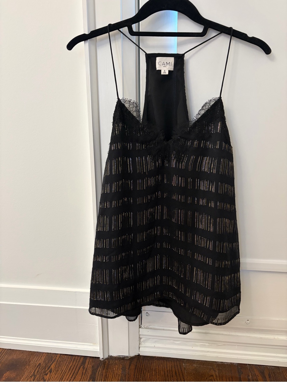 Cami NYC Black Silk Lace-Trim Slip Cami